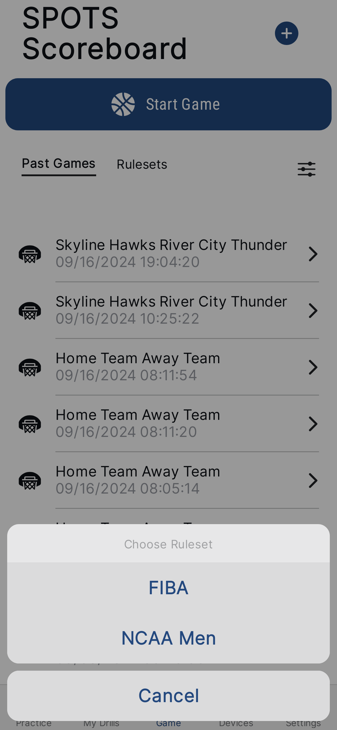 Starting a game - step 2
